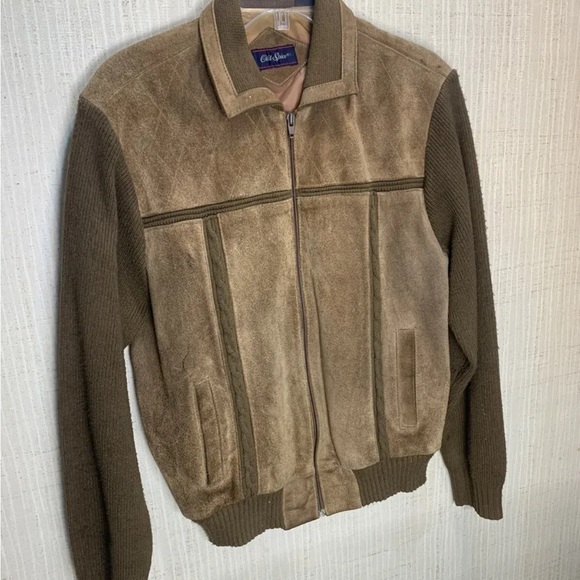 Vintage Old Spice Rare Suede L Leather Sweater Jacket Size Lg  Brown - Picture 5 of 7